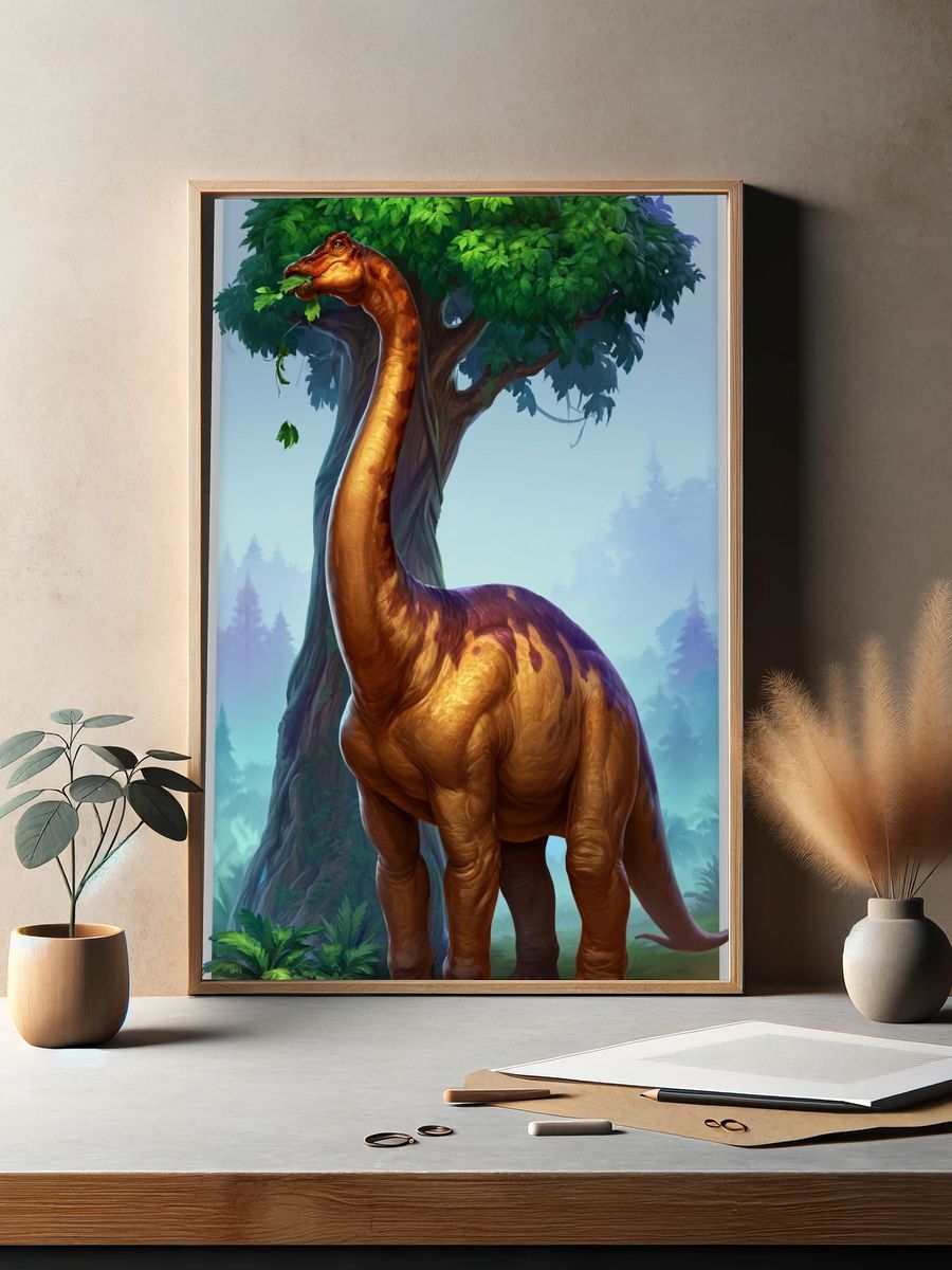 Brachiosaurus Forest Illustration Poster. — room view 2