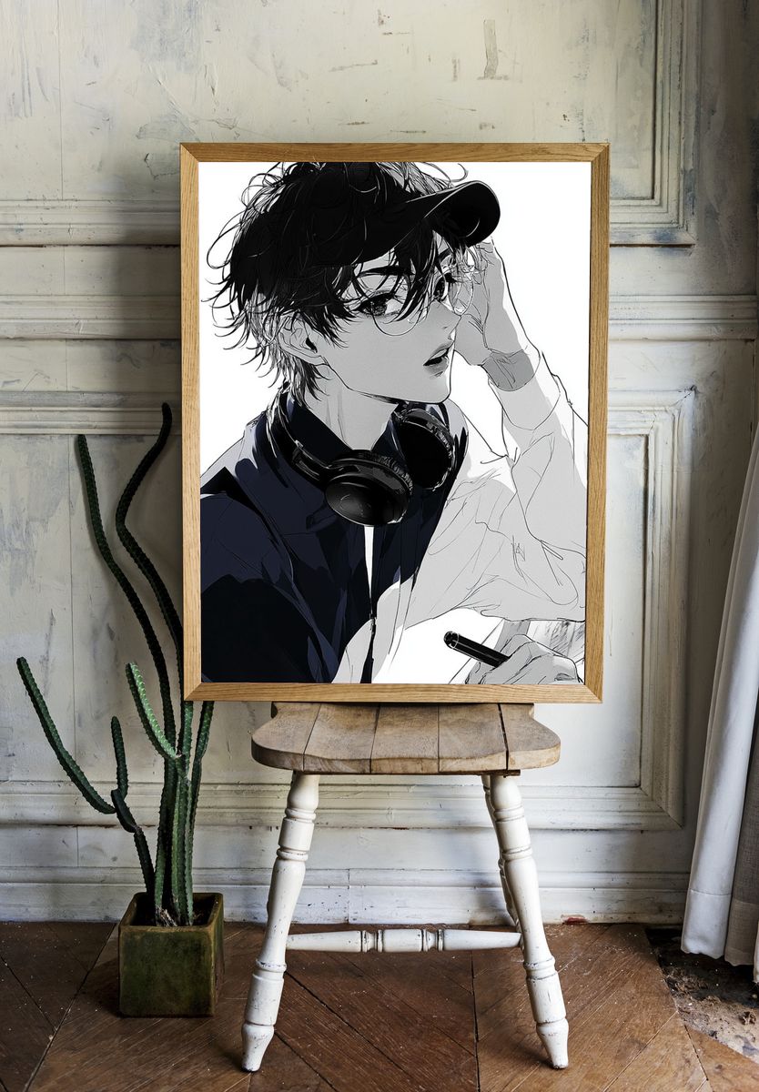 Anime DJ Portrait Poster. — room view 1