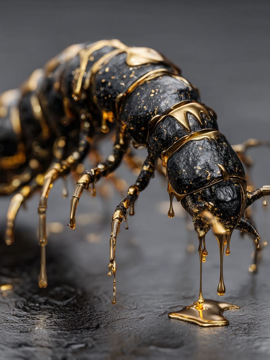 Golden Caterpillar Photography Poster. poster detail