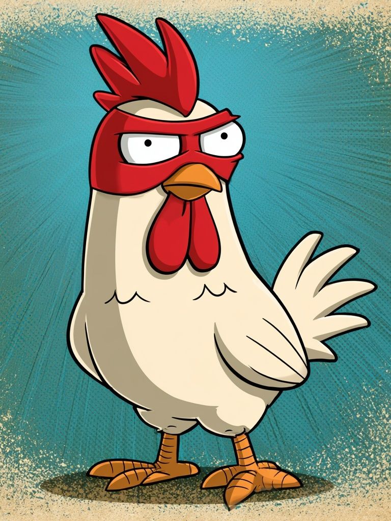 Masked Chicken Cartoon Poster. poster detail