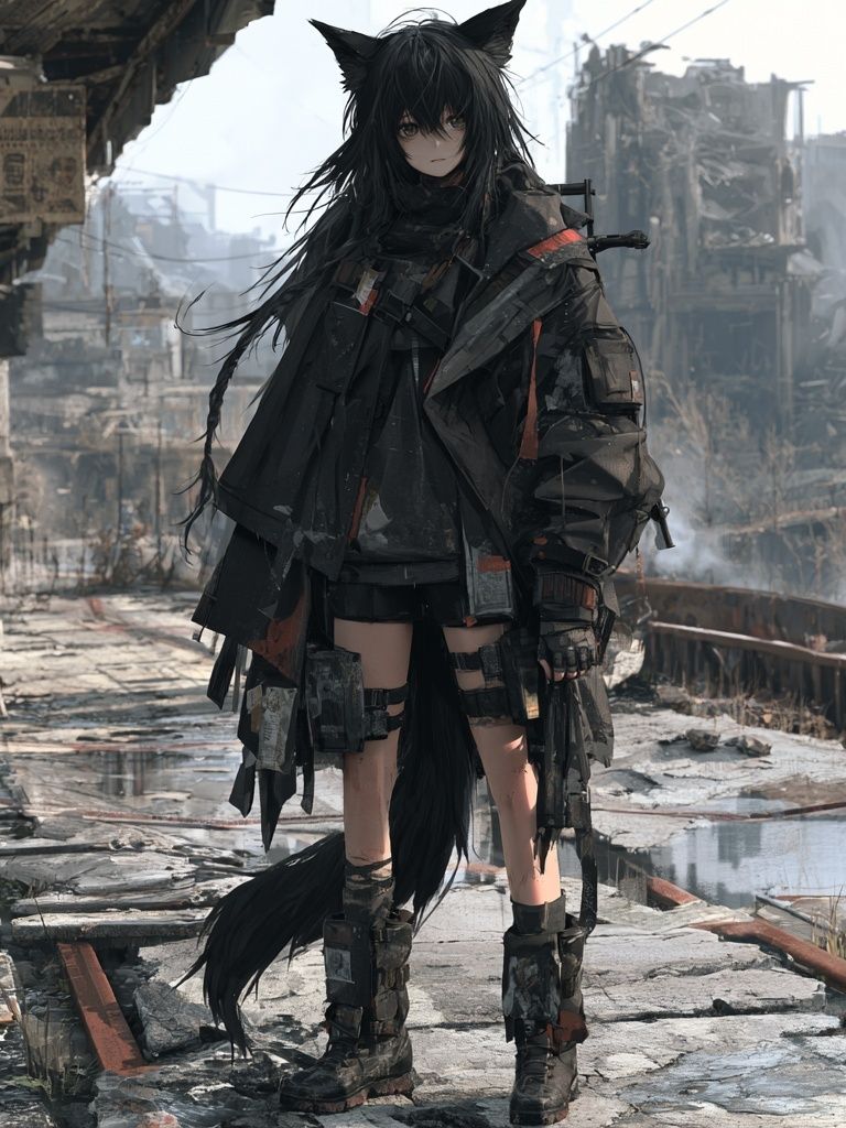 Cat-Eared Cyberpunk Girl Poster. poster — anime art