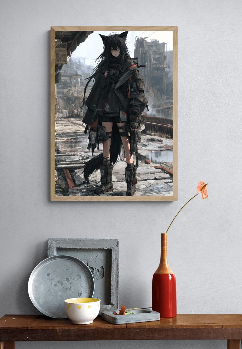 Cat-Eared Cyberpunk Girl Poster. — room view 3