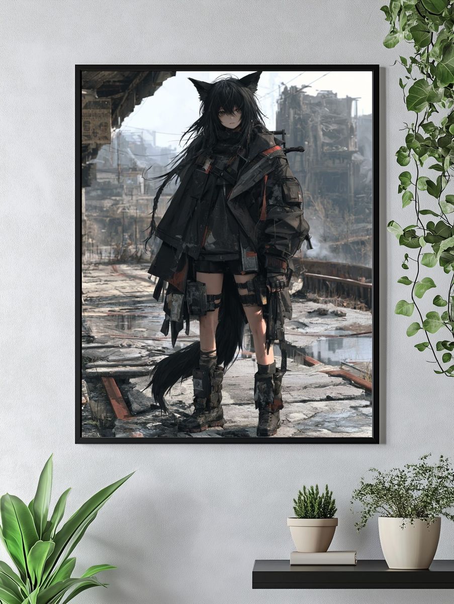 Cat-Eared Cyberpunk Girl Poster. — room view 4