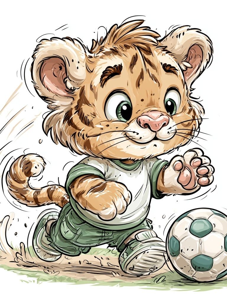 Playful Lion Cub Soccer Poster. poster detail
