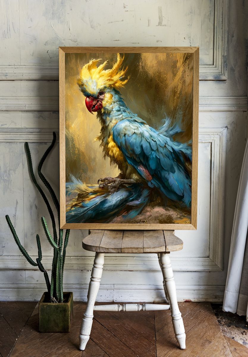 Cockatoo Portrait Illustration Poster. — room view 1