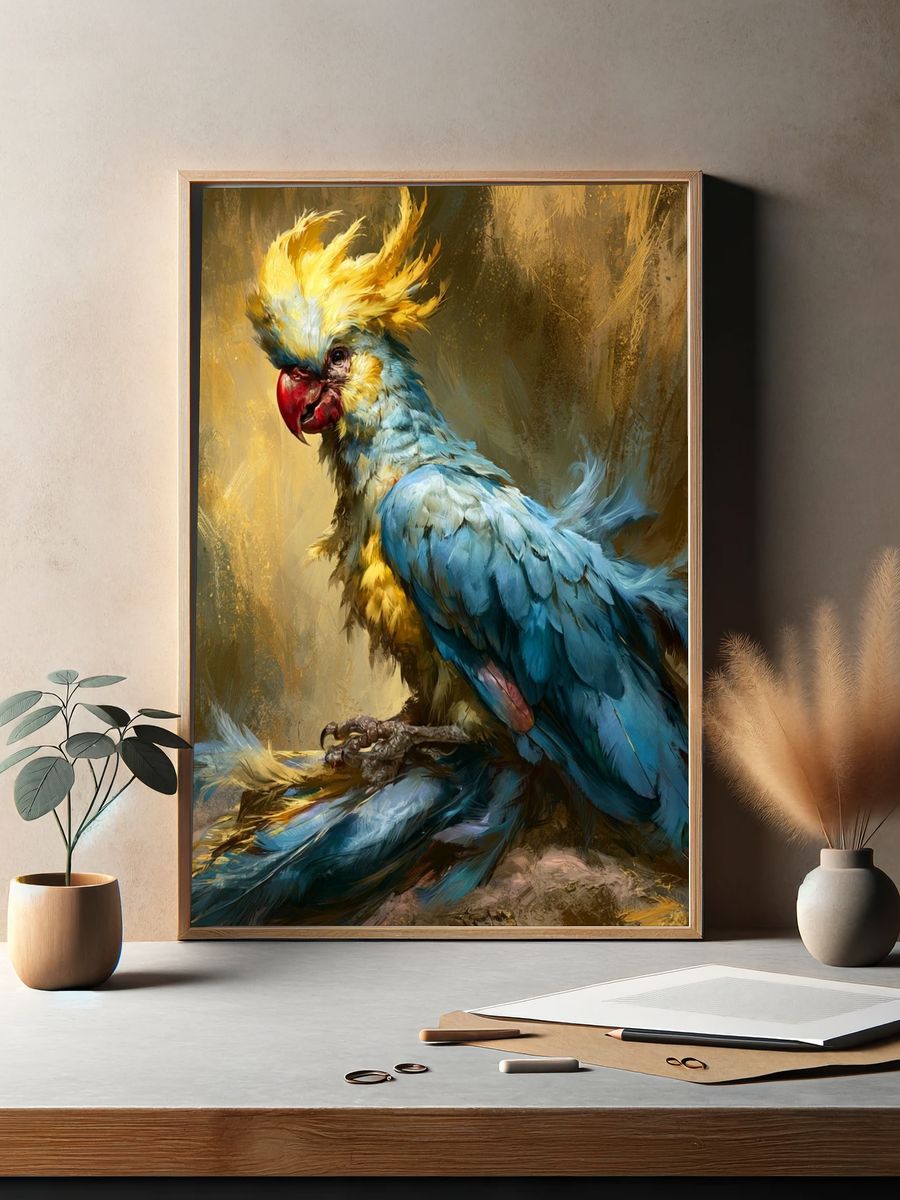 Cockatoo Portrait Illustration Poster. — room view 2