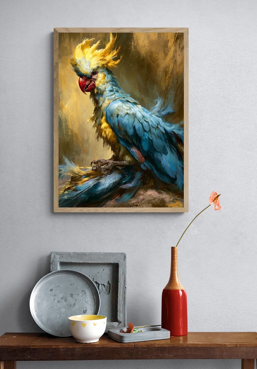 Cockatoo Portrait Illustration Poster. — room view 3