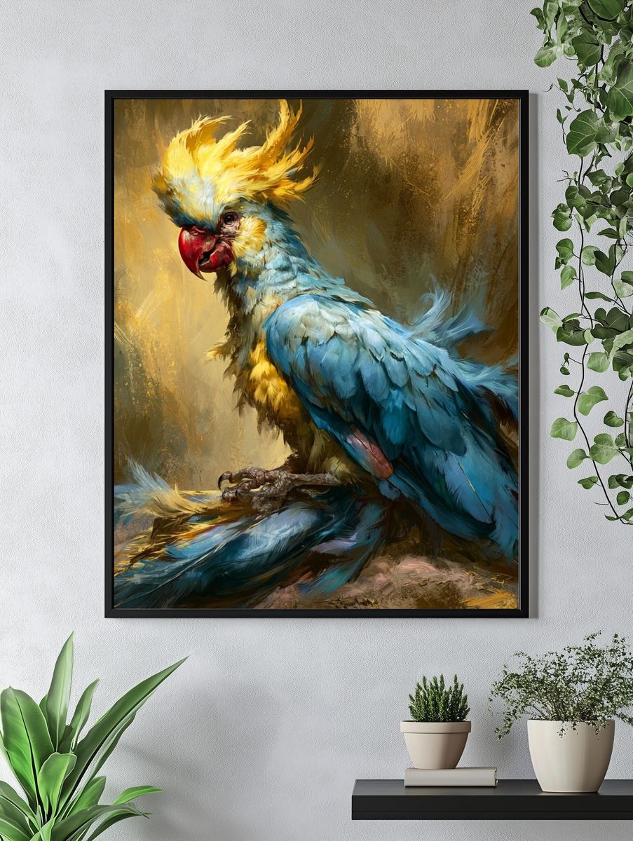 Cockatoo Portrait Illustration Poster. — room view 4