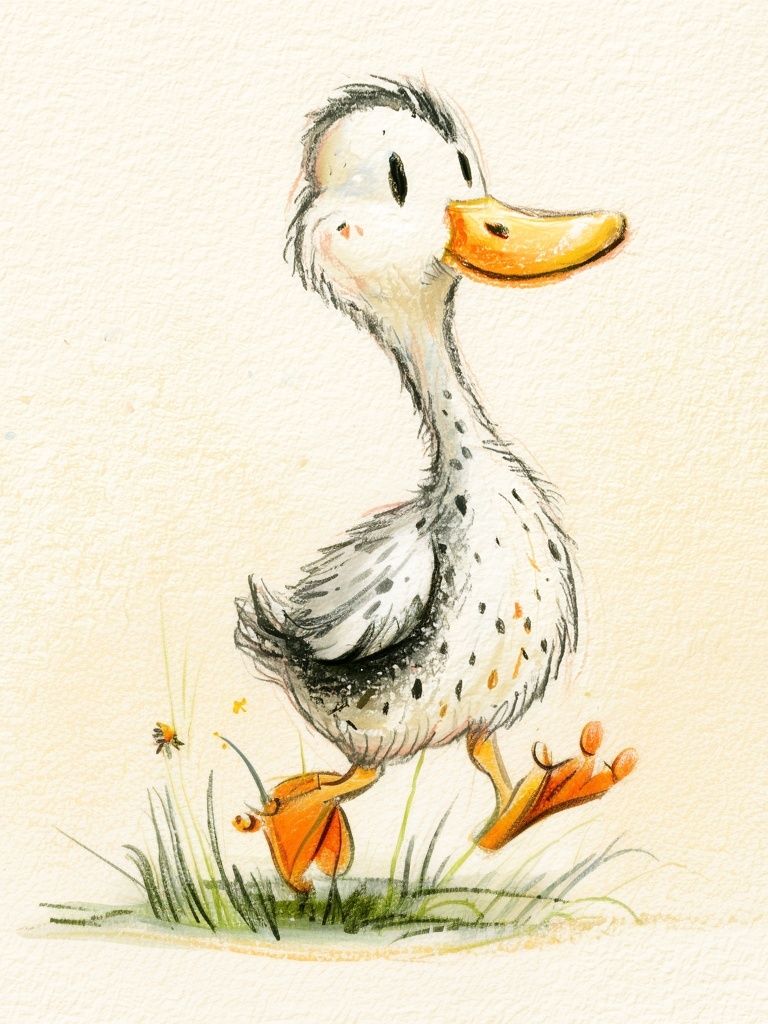 Playful Duckling Illustration Poster. poster — animals art