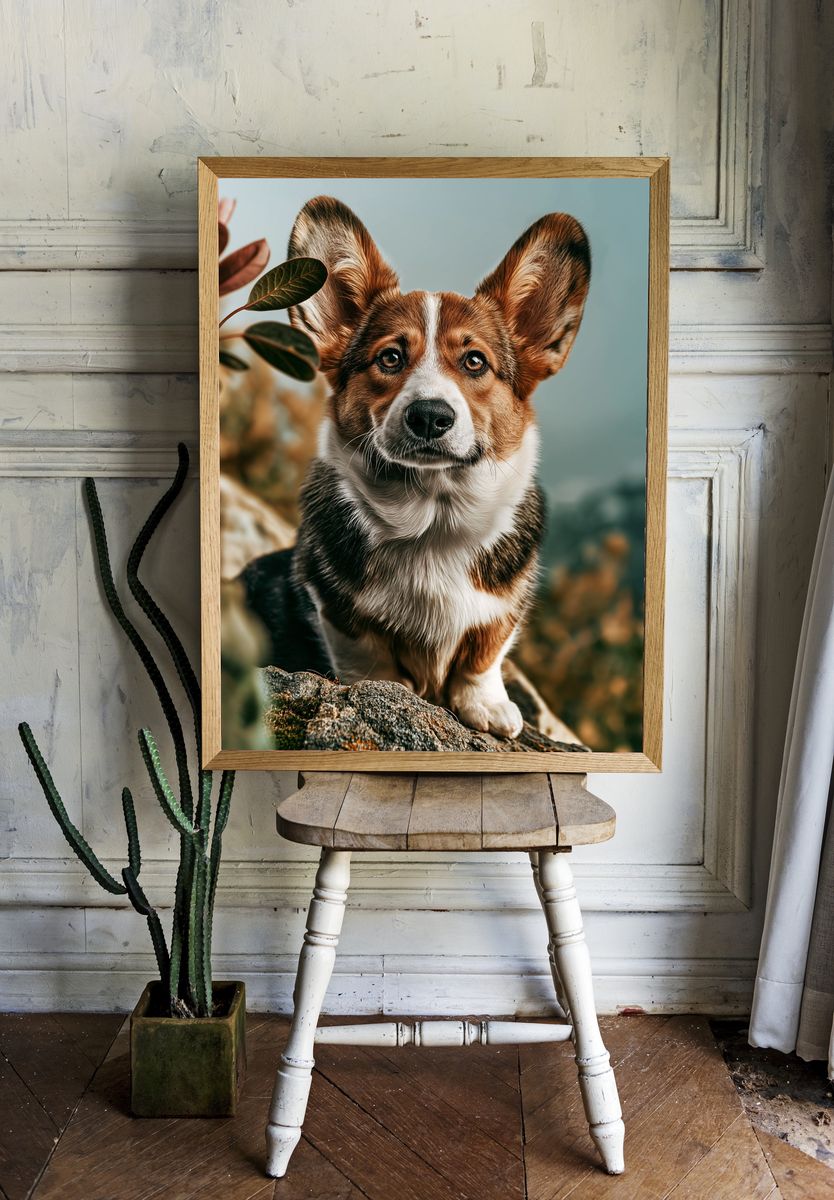 Corgi Portrait Photography Poster. — room view 1