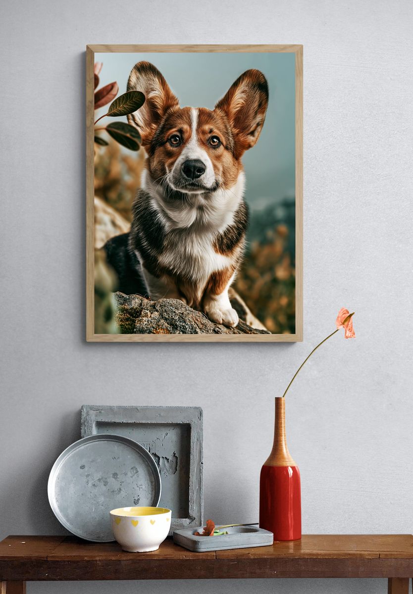Corgi Portrait Photography Poster. — room view 3