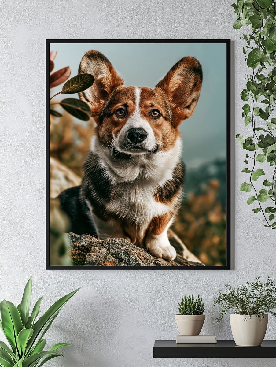 Corgi Portrait Photography Poster. — room view 4