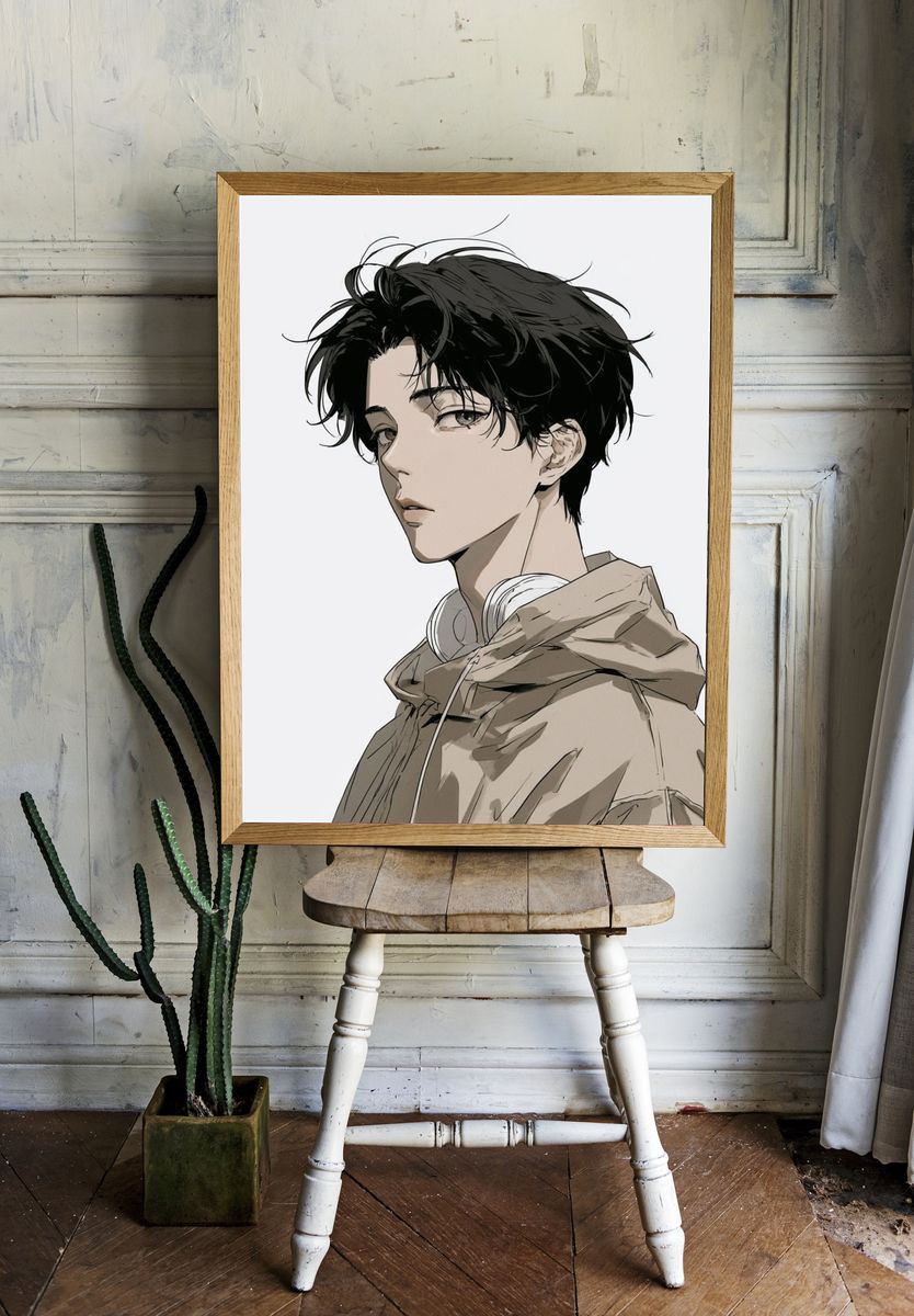 Anime Portrait — Digital Art Print. — room view 1