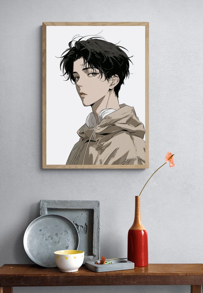 Anime Portrait — Digital Art Print. — room view 3