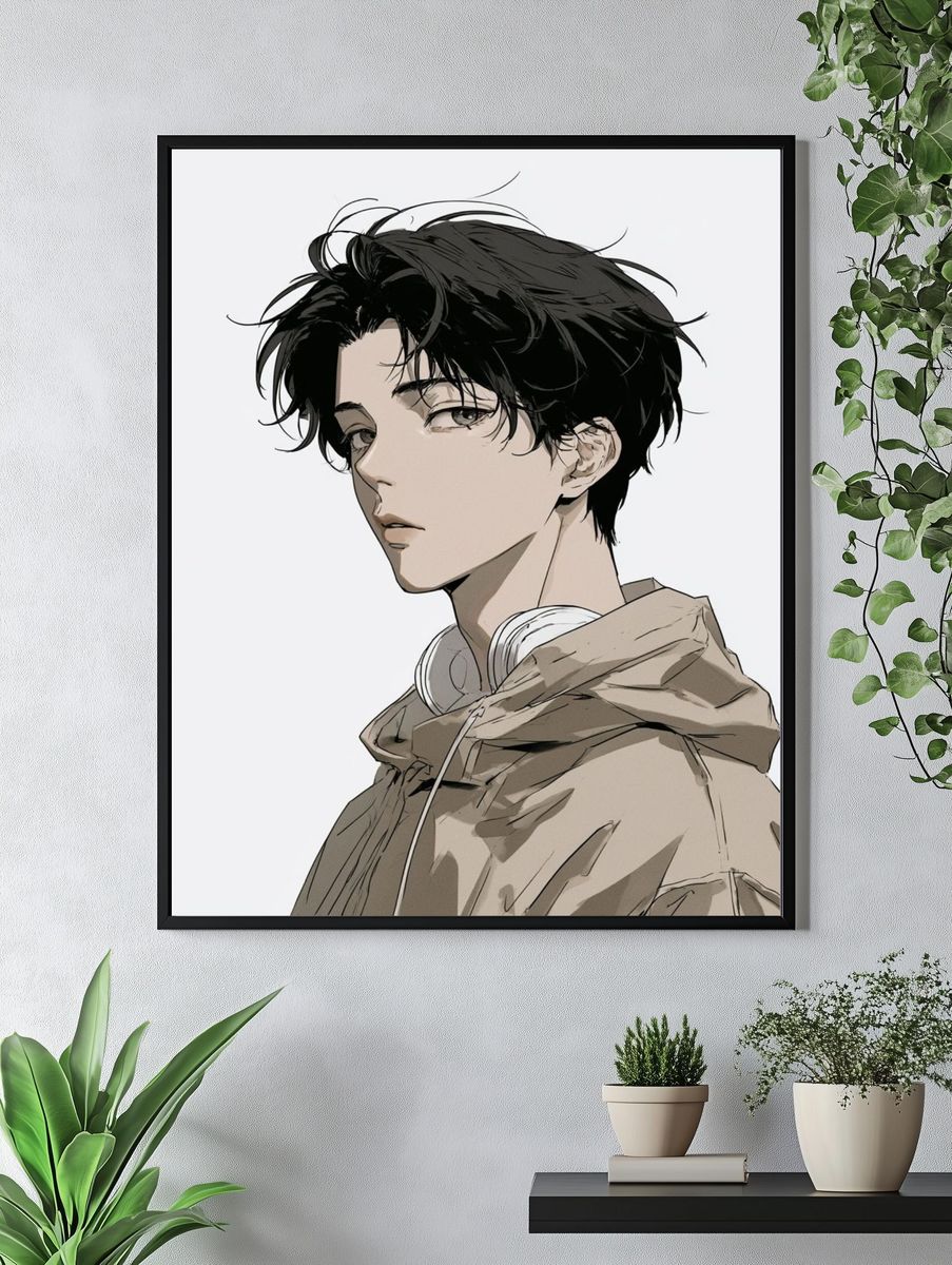 Anime Portrait — Digital Art Print. — room view 4