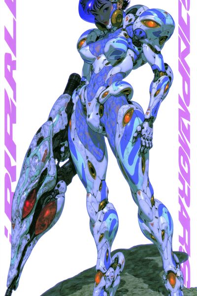 Cybernetic Mecha Girl Illustration Poster. poster