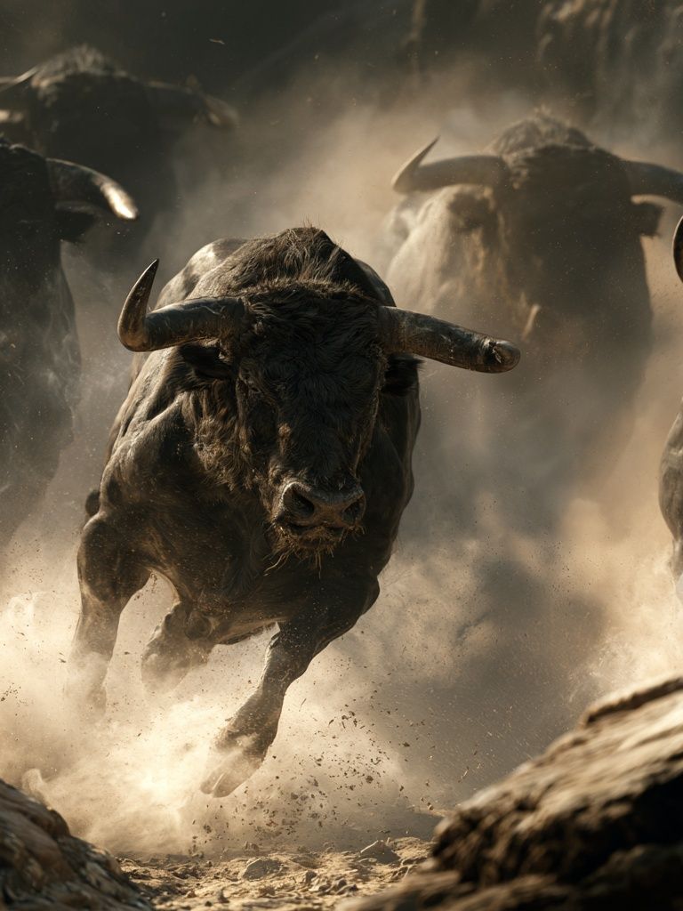 Charging Bulls Wildlife Photography Poster. poster — animals art