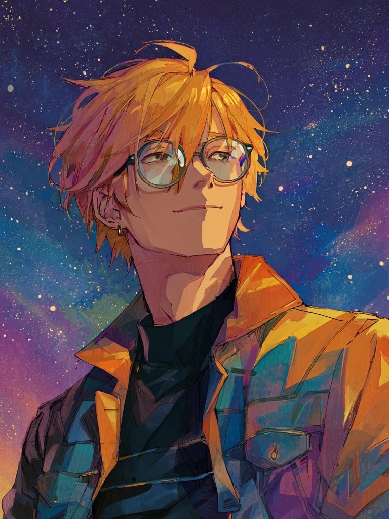 Starry Anime Portrait Poster. poster — anime art