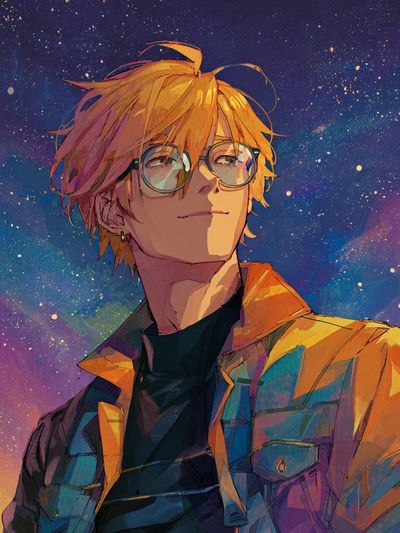 Starry Anime Portrait Poster. poster