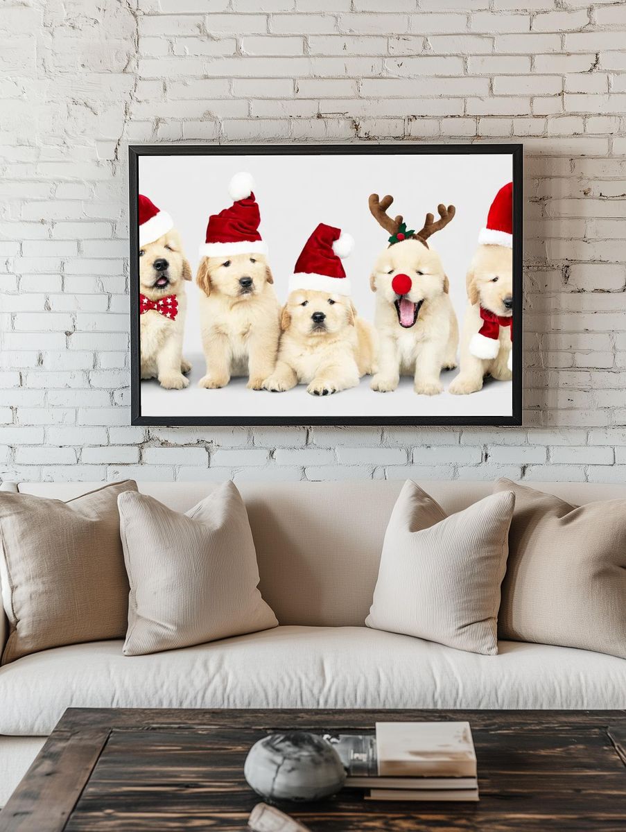 Group adorable Golden Retriever puppies. room preview