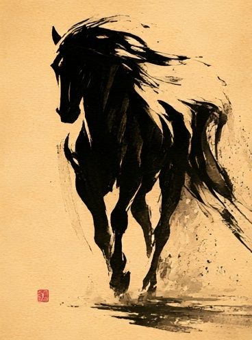 Galloping Horse Ink Poster. poster — animals art