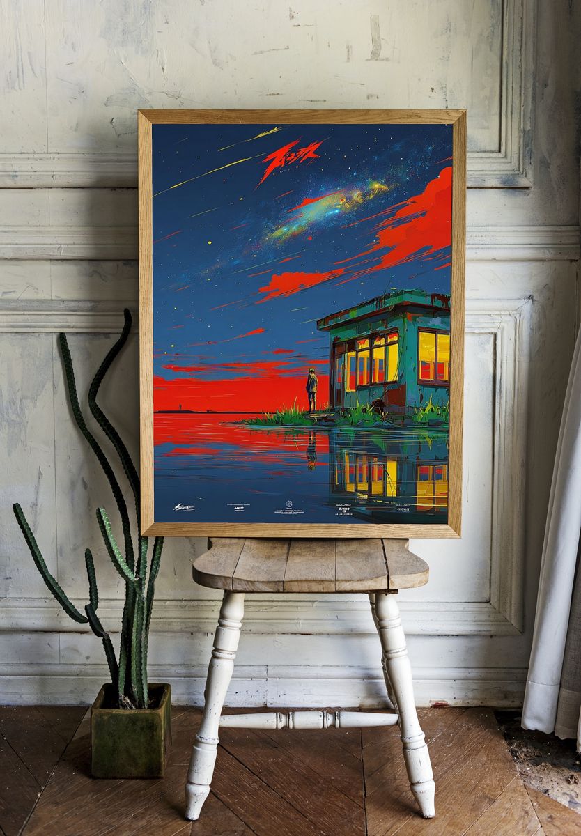 Anime Landscape — Digital Art Print. — room view 1