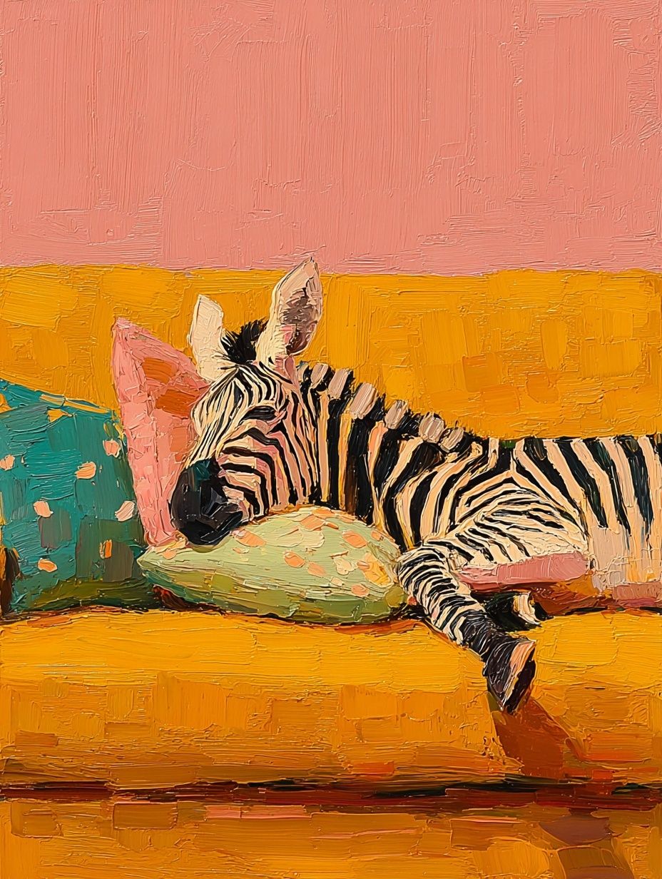 Sleeping Zebra Colorful Print. poster — animals art