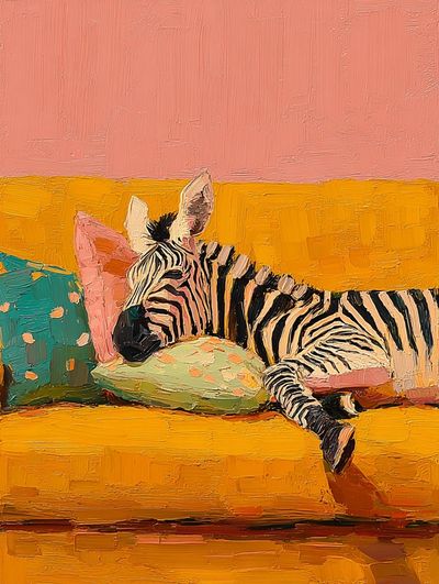 Sleeping Zebra Colorful Print. poster
