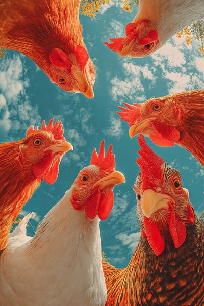 Chickens Gathering — Animal Photography Poster. poster