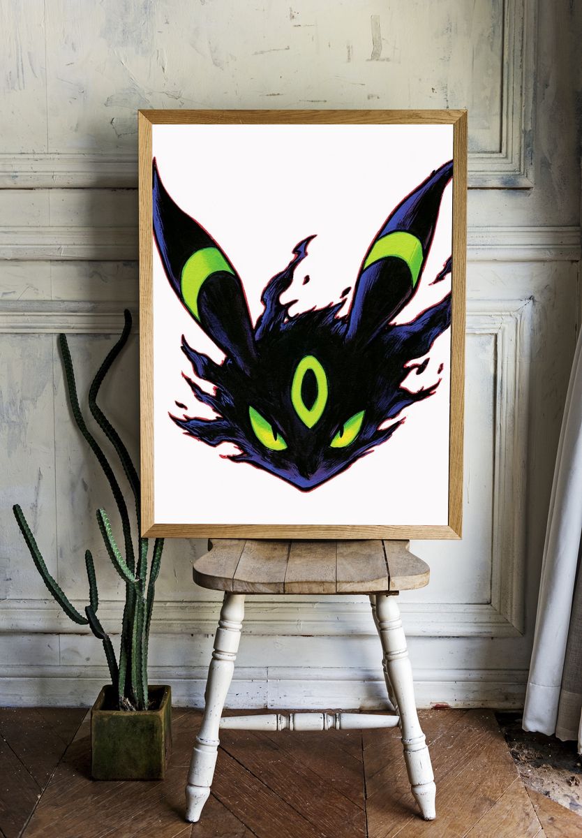 Umbreon Neon Ink Poster. — room view 1