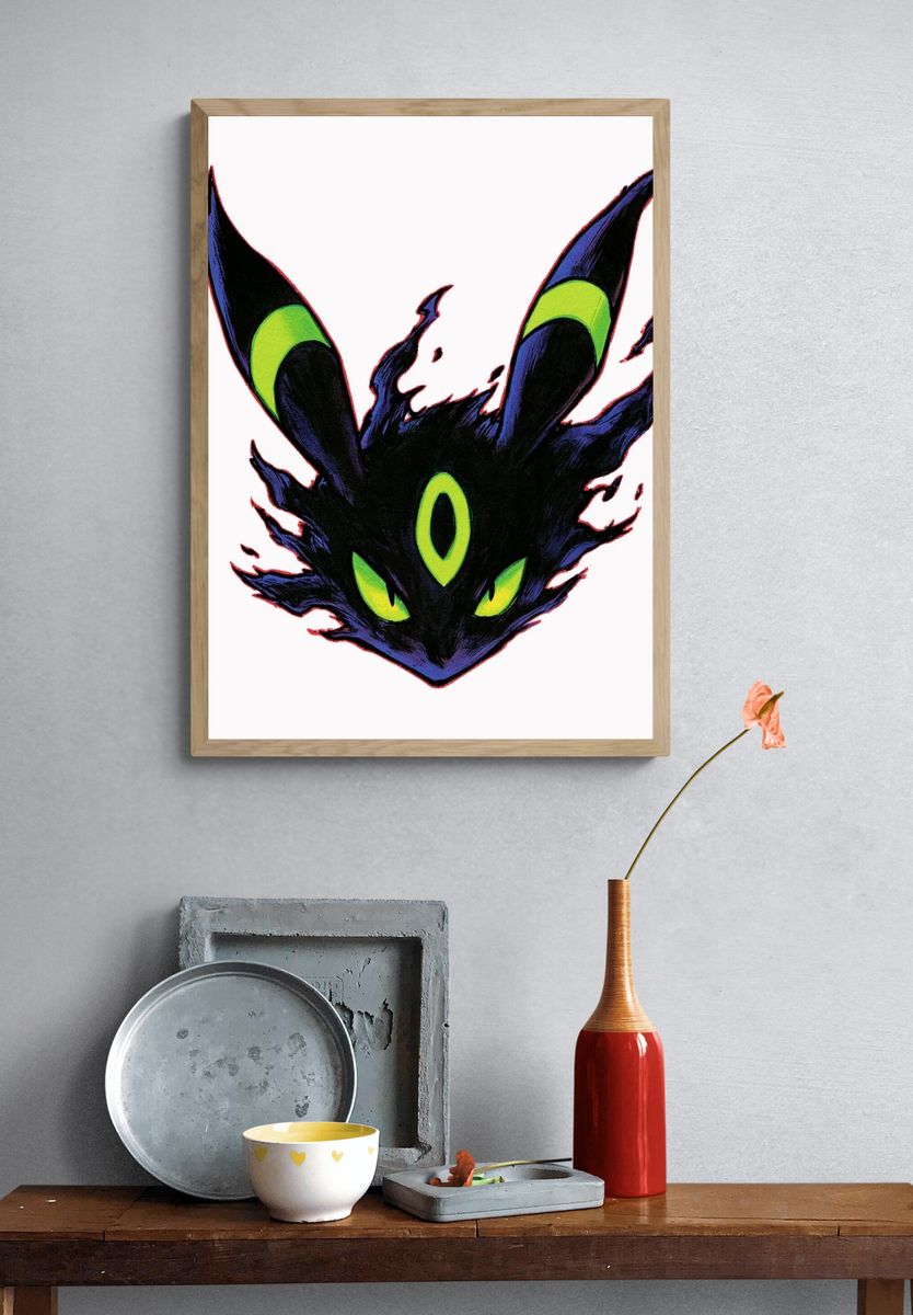 Umbreon Neon Ink Poster. — room view 3