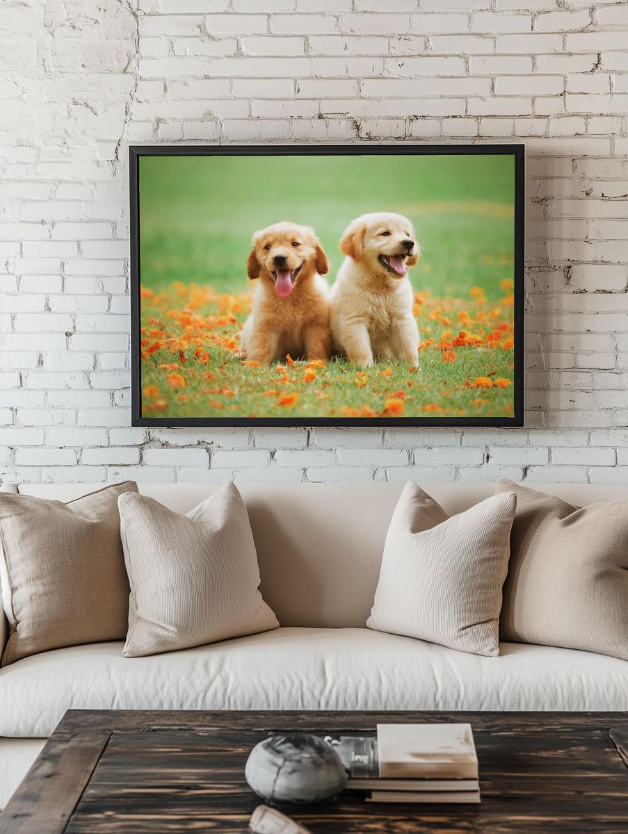 Golden Retriever Puppies — Animal Print. — room view 1