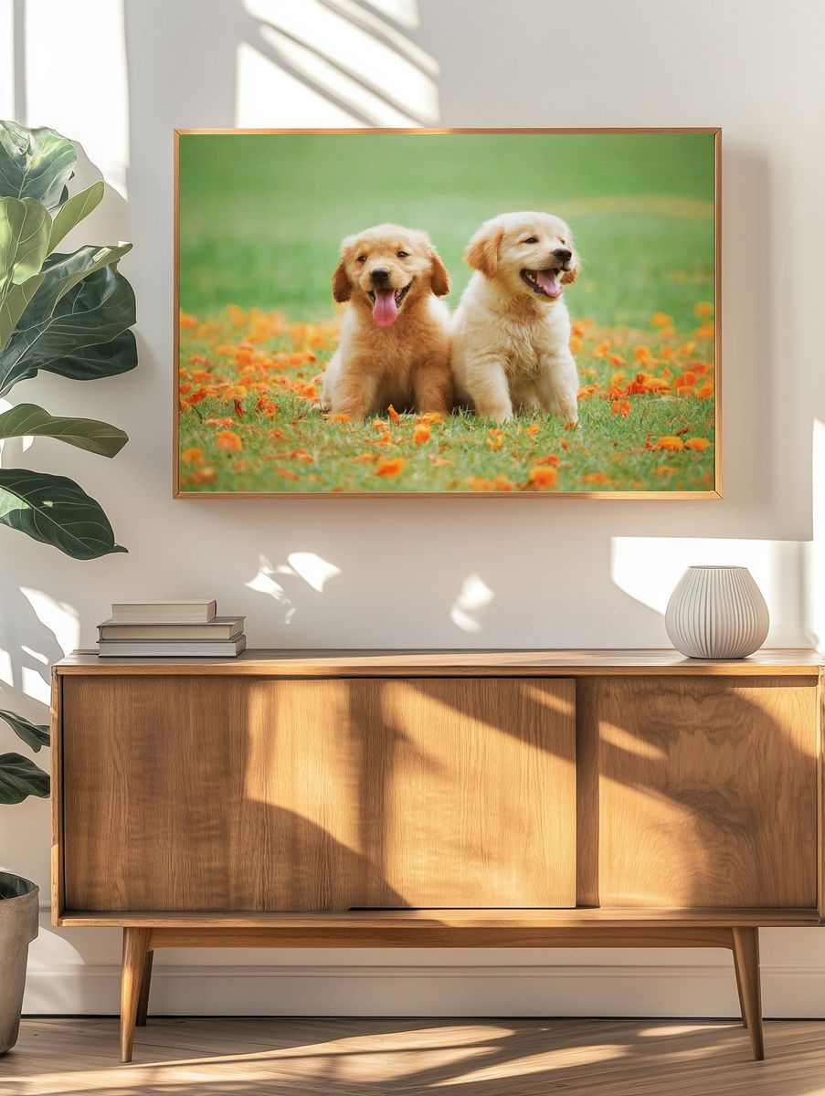 Golden Retriever Puppies — Animal Print. — room view 3