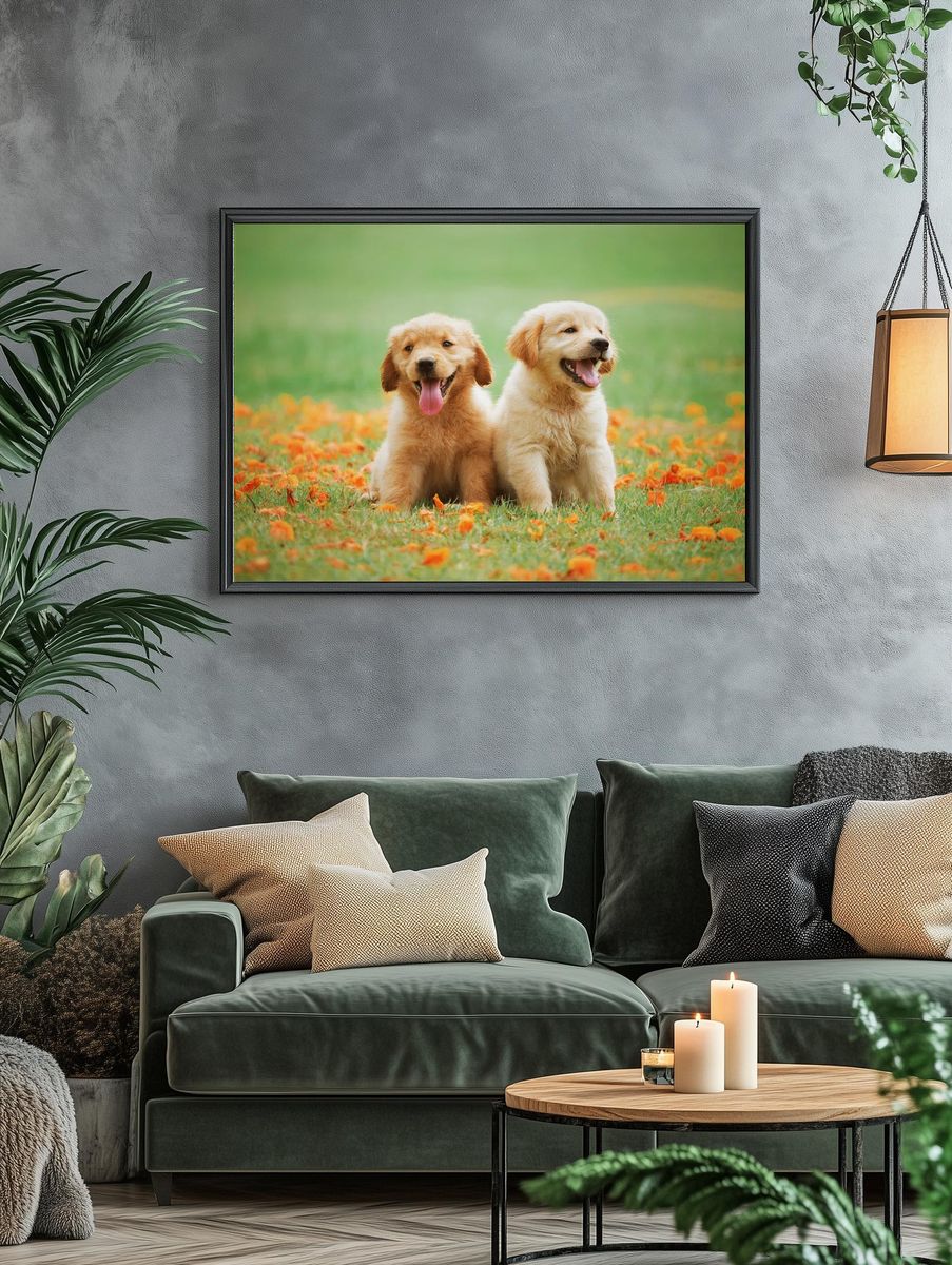 Golden Retriever Puppies — Animal Print. — room view 4