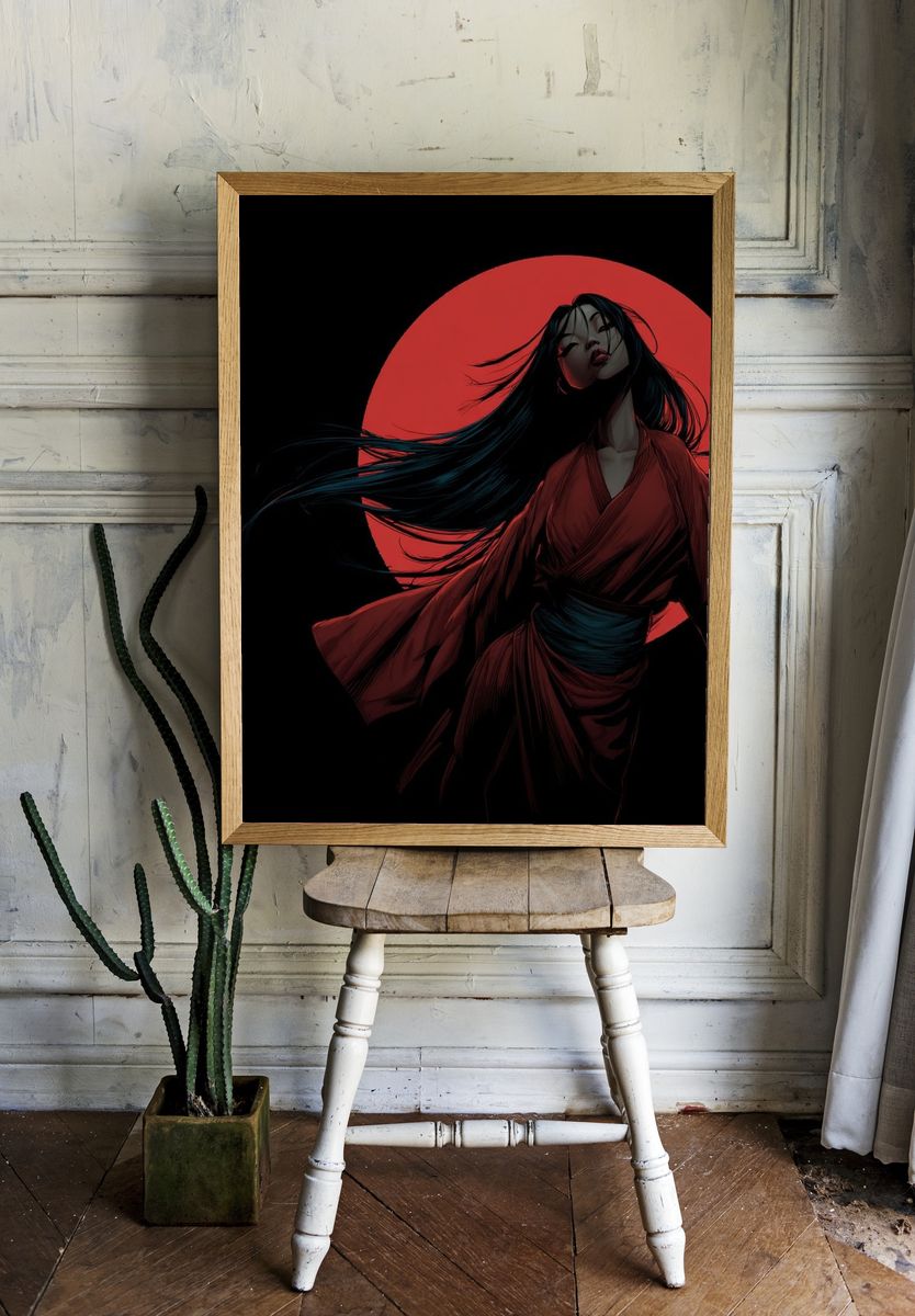 Mysterious Woman — Anime Print room preview