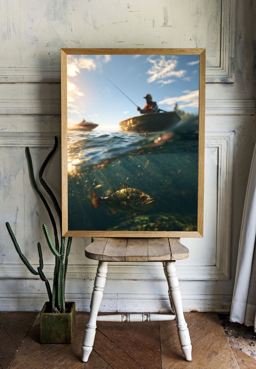 Underwater Bass Fishing Poster. room preview