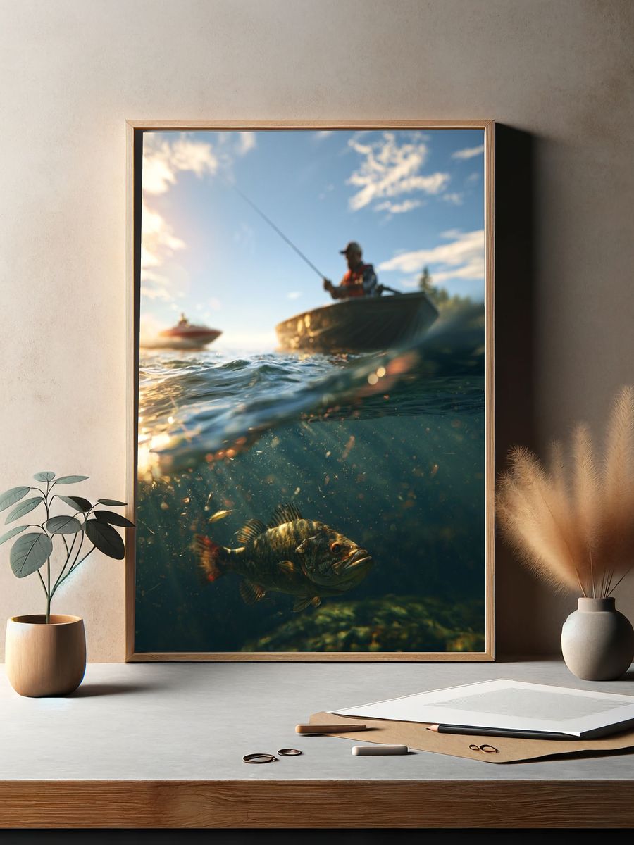 Underwater Bass Fishing Poster. — room view 2