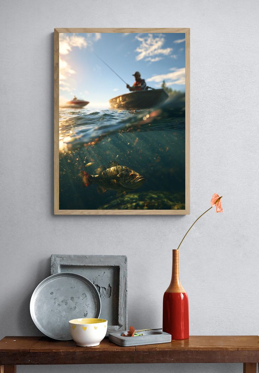 Underwater Bass Fishing Poster. — room view 3