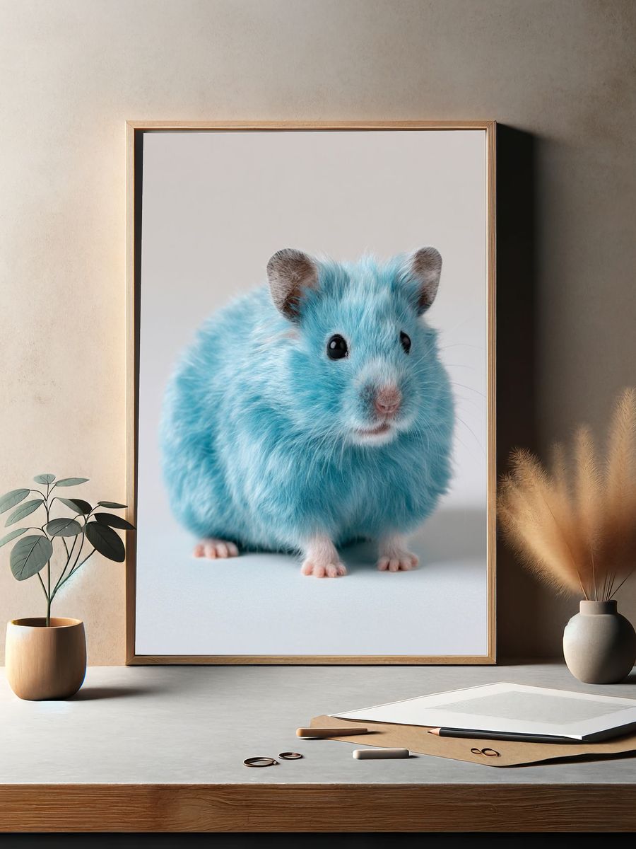 Blue Hamster Portrait Poster. — room view 2