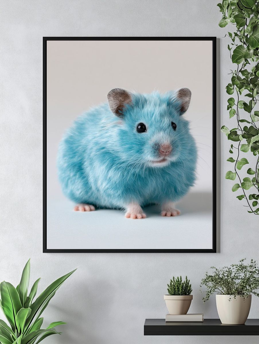 Blue Hamster Portrait Poster. — room view 4