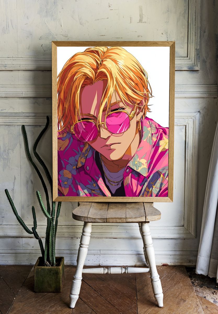 Stylish Young Man — Anime Print. — room view 1