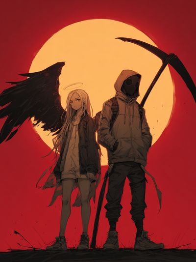 Angel and Grim Reaper — Anime Print. poster