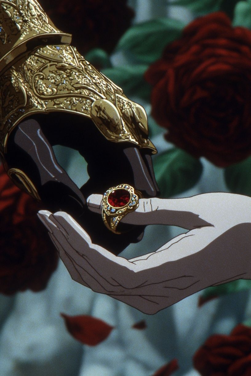 Golden Hand Holding Ring — Anime Print. poster detail