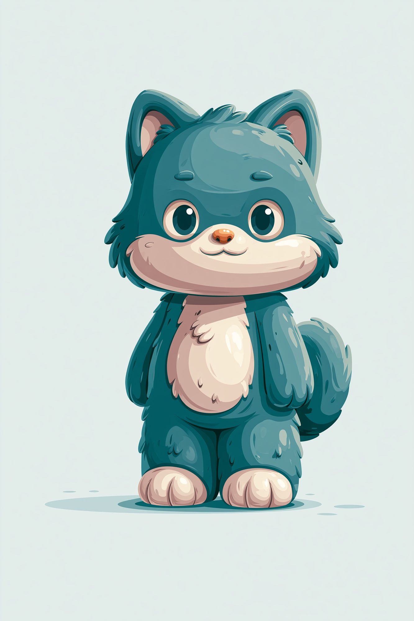 Cute Blue Fox Cub Illustration Poster. poster detail