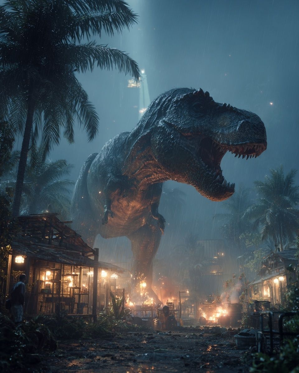 T-Rex Jungle Storm Poster. poster — animals art