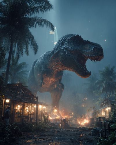 T-Rex Jungle Storm Poster. poster