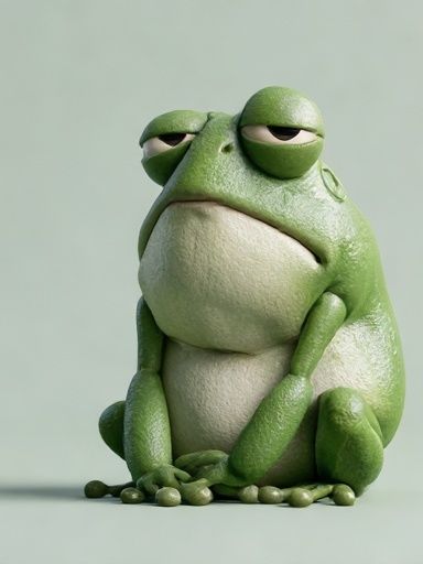 Grumpy Frog Portrait Print. poster — animals art