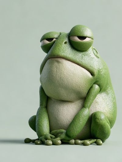 Grumpy Frog Portrait Print. poster