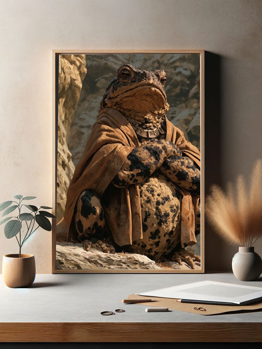 Wise Toad Portrait Poster. — room view 2
