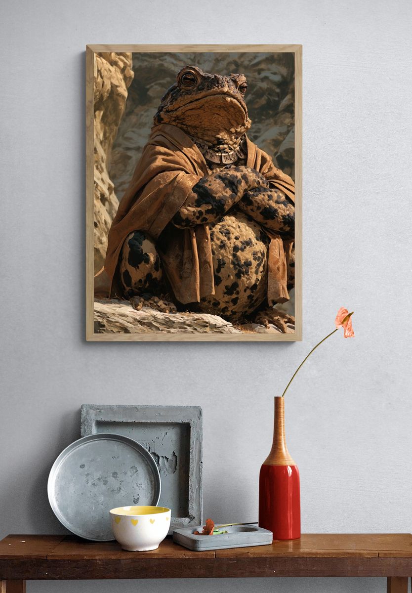 Wise Toad Portrait Poster. — room view 3